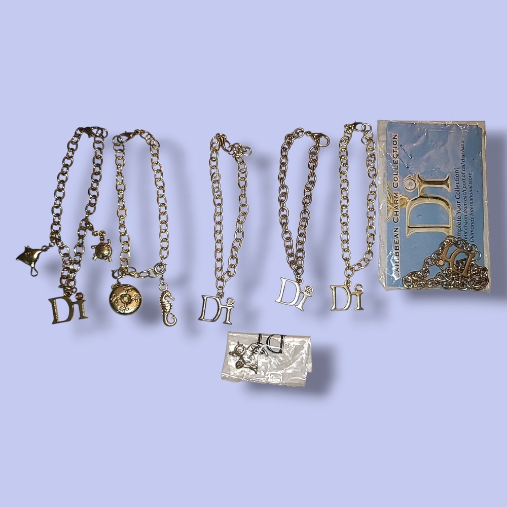 Lot 6 Di Charm Bracelets Caribbean Cruise Ship Jewelry Stingray Turtle Monkey
